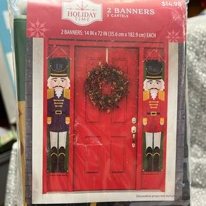 NWT set of 2 Large Nutcracker Christmas Banners, Joy, Peace, 14 IN x 72 IN each